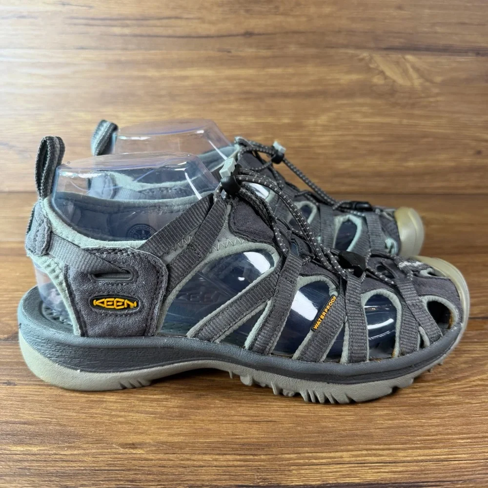 Keen Whisper Sandals Women’s 8 Gray Waterproof Open Hiking Sandals Slip-On Shoes